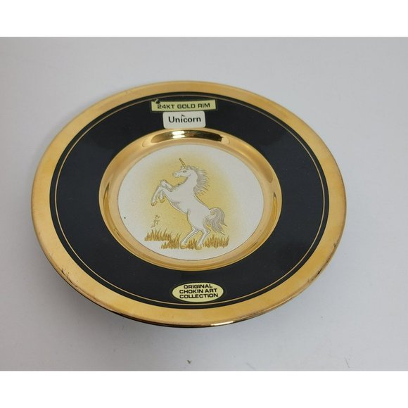 Rare 24k Gold Trim Dynasty Gallery Original Chokin Collection “Unicorn” - Picture 2 of 7
